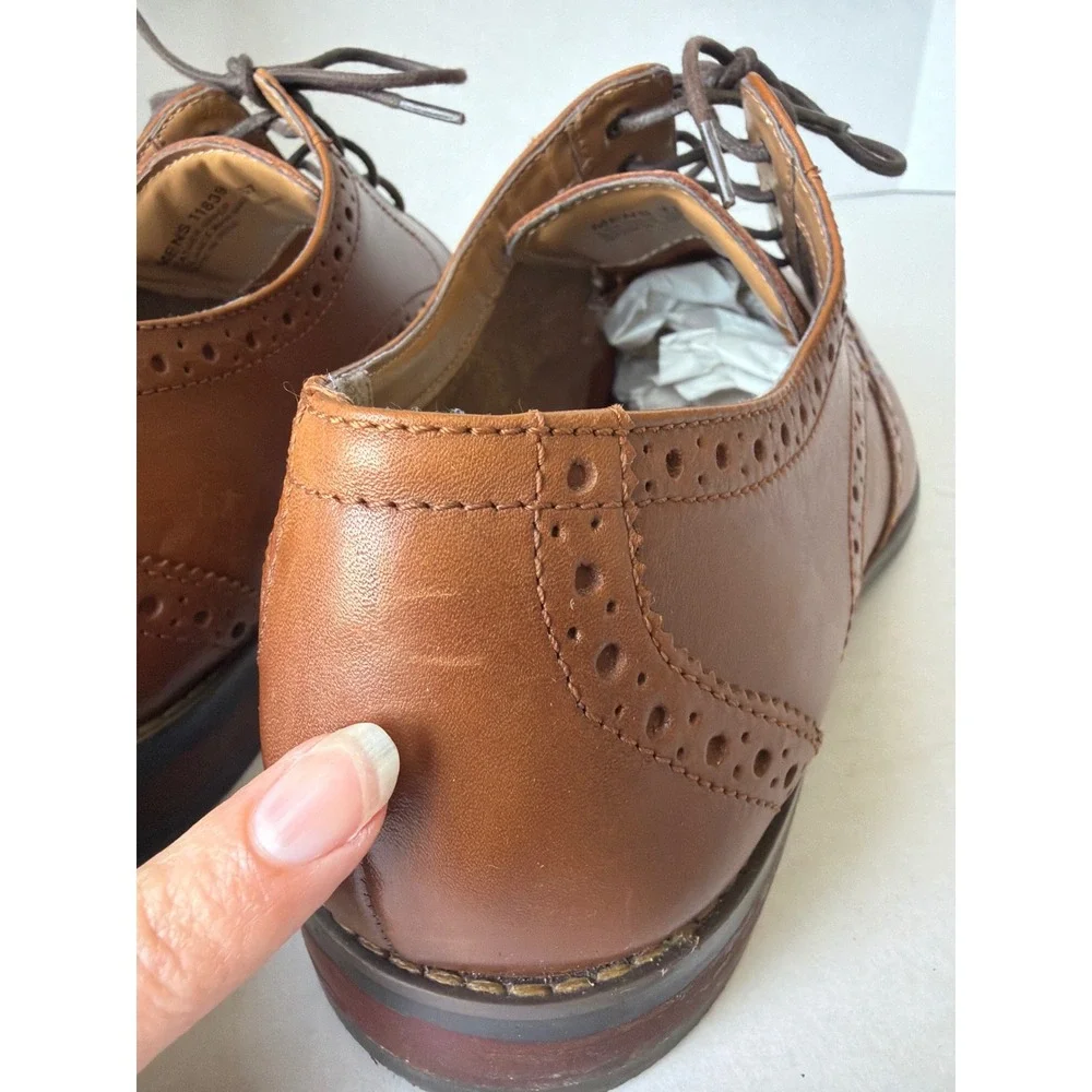 Florsheim Mens 11839 Cognac Tan Leather Wingtip Oxford Dress Shoes 10.5 D